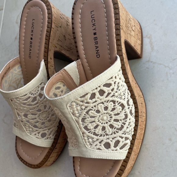 Lucky Brand Crochet Slide Mules in Cream - Picture 4 of 6